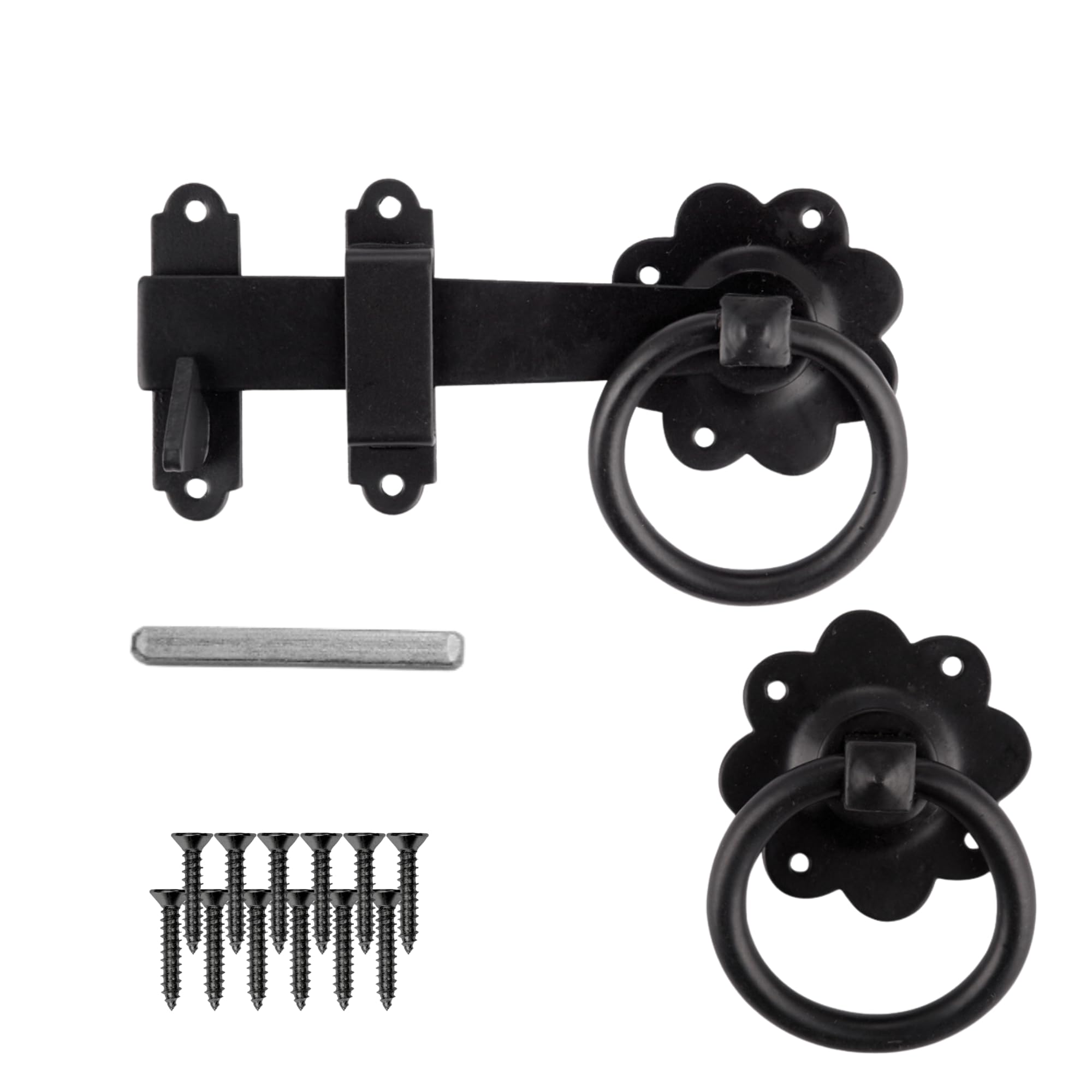 Keypak 150mm Black Smooth Ring Gate Garden Latch, Double Sided Install | 6" Outdoor Security with durable finish for Wooden Gates & Garden Sheds, Includes Matching Fixings-image-47