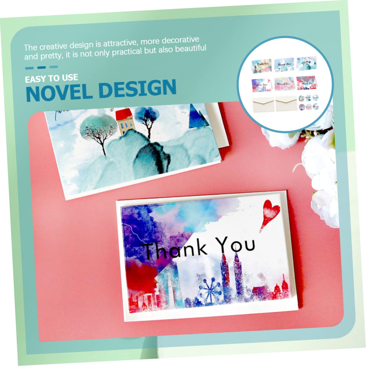 STOBOK 48sätze Dankeskarten Dekorativem Design Mit Umschlägen Und Stickern Danksagungen Für Hochzeiten Feiern Und Besondere Anlässe Geeignet Für Babygeschenke Und Mehr