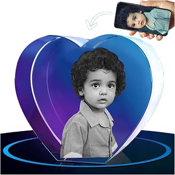 gawysbm 3D Crystal Photo, Personalized Gifts for Wife, Women, Mom, Dad, Men, Her, Him, Great Personalized Customized Gift With Your Photo, Customized Glass 3D Laser Etched Picture, Birthday Gifts