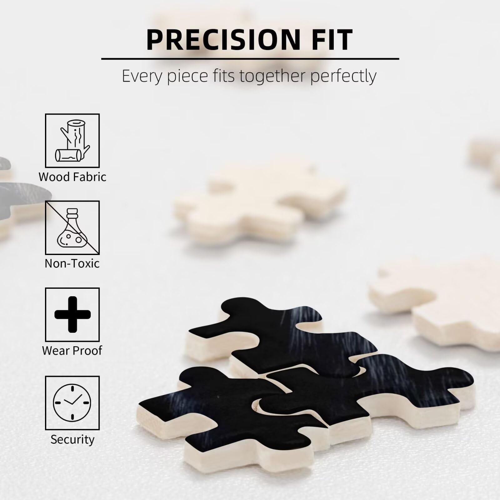 Puzzle z kotem 3000 sztuk czarne duże rozmiary drewniane puzzle dla dorosłych z pudełkiem i plakatem, zabawna/kolorowa/wymagająca gra i kreatywne hobby dla dorosłych, dekoracja ścienna, prezent dla