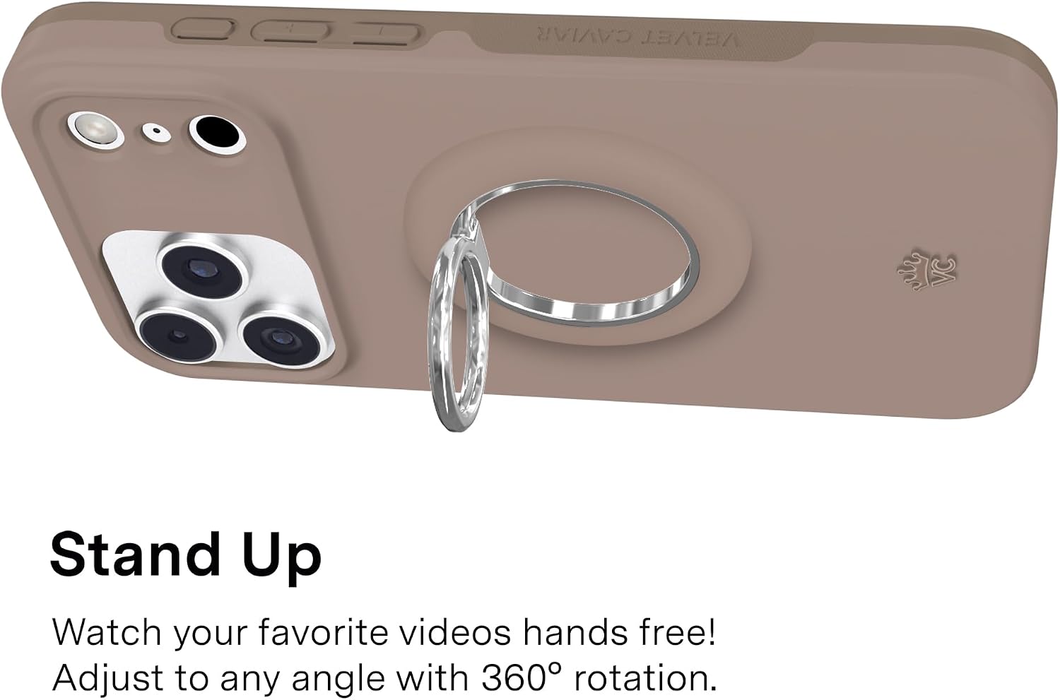 VELVET CAVIAR Compatible with MagSafe Phone Grip 2.0 | Cute Magnetic Ring Holder | Finger Loop Kickstand | Pop On Accessory for iPhone 17, 16, 15, 14, 13, 12 | Cashmere Taupe