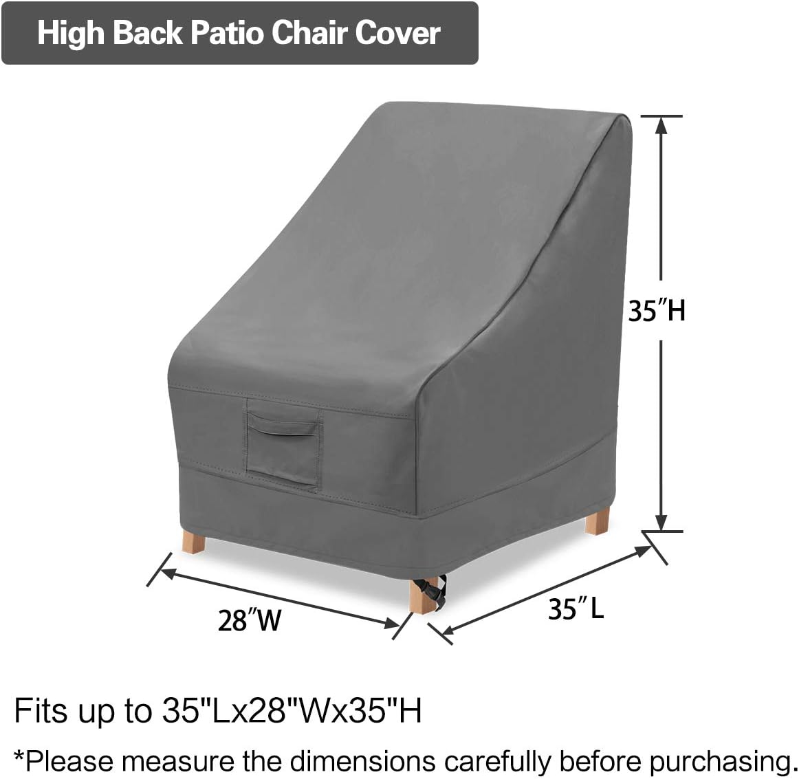 Vailge High Back Patio Chair Cover,100% Waterproof Veranda Chair Covers,600D Heavy Duty High-Back Chair Outdoor Patio Furniture Cover-35 L x 28W x 35" H , Grey : Everything Else