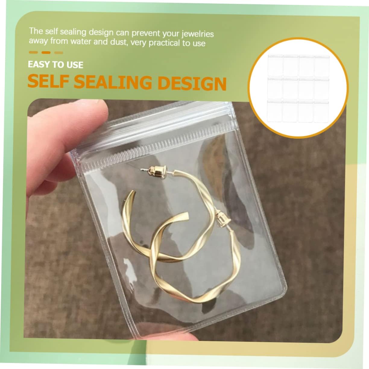 Veemoon 3sets 100pcs Small Clear Jewelry Pouch Bags Self Sealing Zipper Storage for Earrings Rings and Necklaces for Present Cards and Small Accessories 100pcs*3