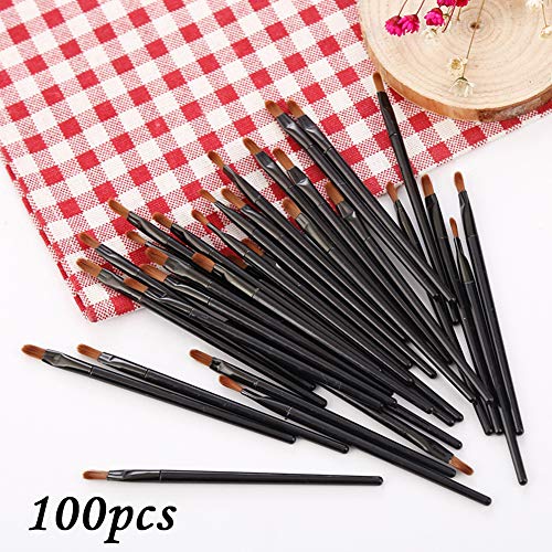 100 Pieces Disposable Lip Brushes Multifunctional Beauty Makeup Brush Lipstick Gloss Eyeshadow Applicator Smudge Cosmetic Tool Set #TOP4