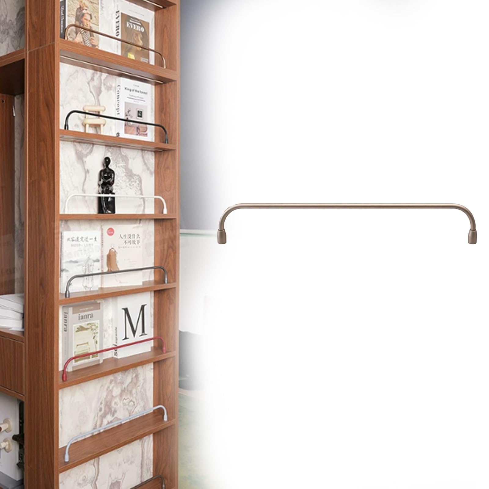 Minglez Gold/A Gallery Rail For Shelves Gallery Shelf Rail For Bookshelves/Bookcase, Customizable Tipping Rail Bar Set For Kitchen Cabinet Shelves, White/ Shelf Rails For Shelves(,5Inch/13Cm)