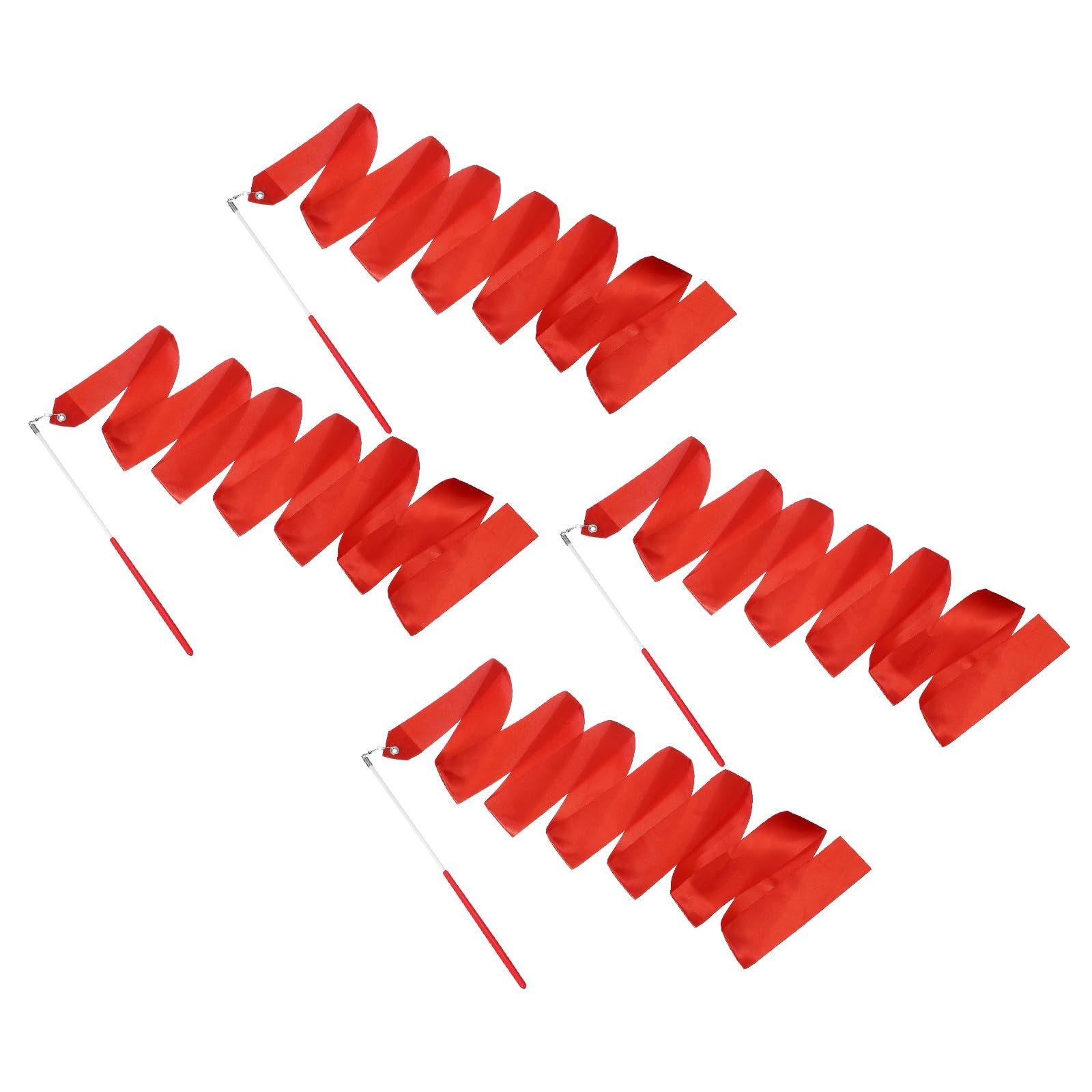 YELARXI 4 Pcs Dance Ribbons, 78.7" Gymnastics Ribbon Streamers, Rhythmic Dance Twirling Sticks with Non-Slip Red Wand -Fitting for (Gymnastics/Talent Shows/Artistic/Party) Red