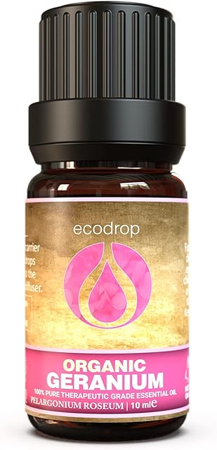 Geranium Essential Oil, Cosmos Certified Organic, Top Grade, Egyptian, 100% Pure, Best Therapeutic Grade for Aromatherapy, Massage, Diffusers & Bath - 10ml, Free E-Book Included