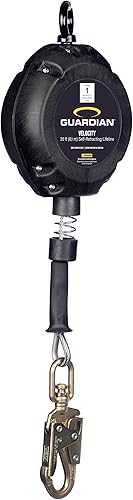 Miniatura 7 de Guardian Fall Protection 42000 Velocity Cable SRL  16 pies Línea de vida autorretráctil con mosquetón y conector