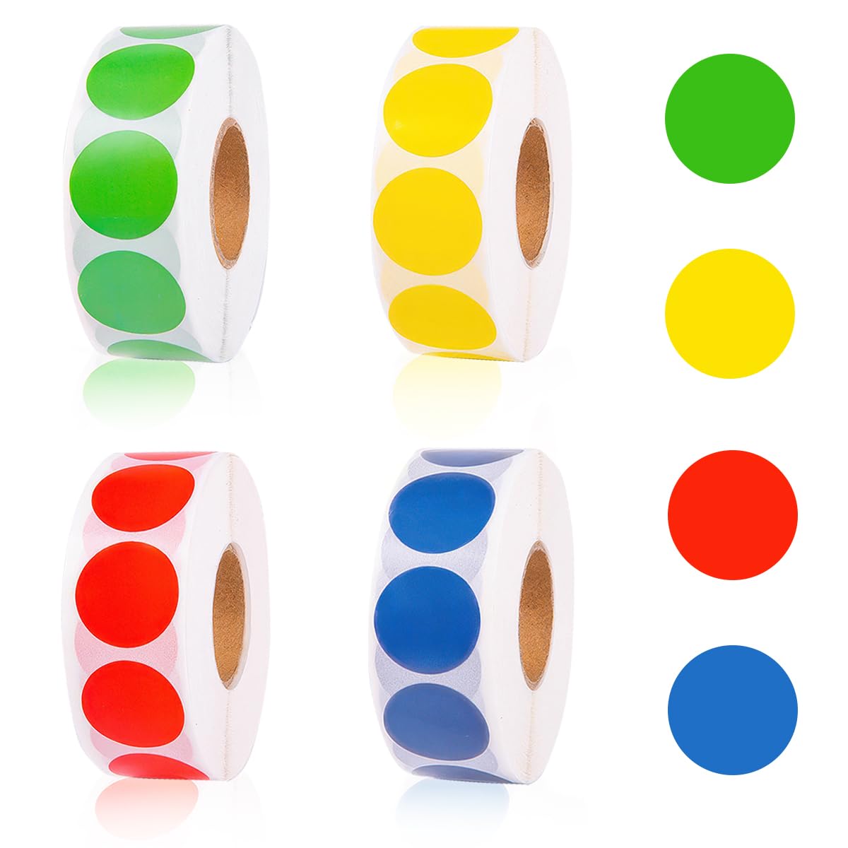 Gommettes Autocollantes Rondes Multicolores 13 mm 4000 Pièces 4 Rouleaux pour Tri Bureau Marquage Bricolage