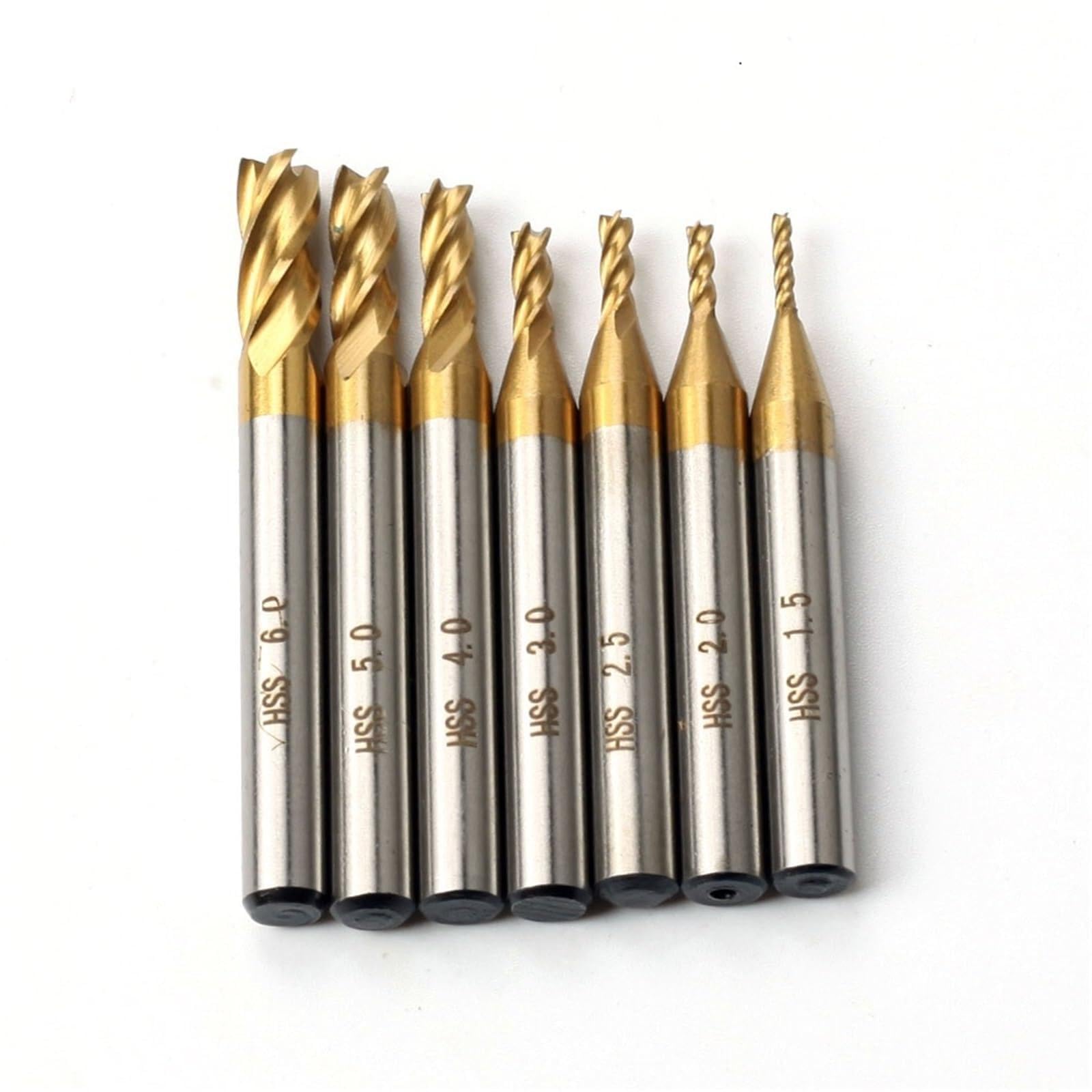 Fresas para fresado de madera y metal en taller: Kit de 7 piezas de 4 filos y 1,5-6mm