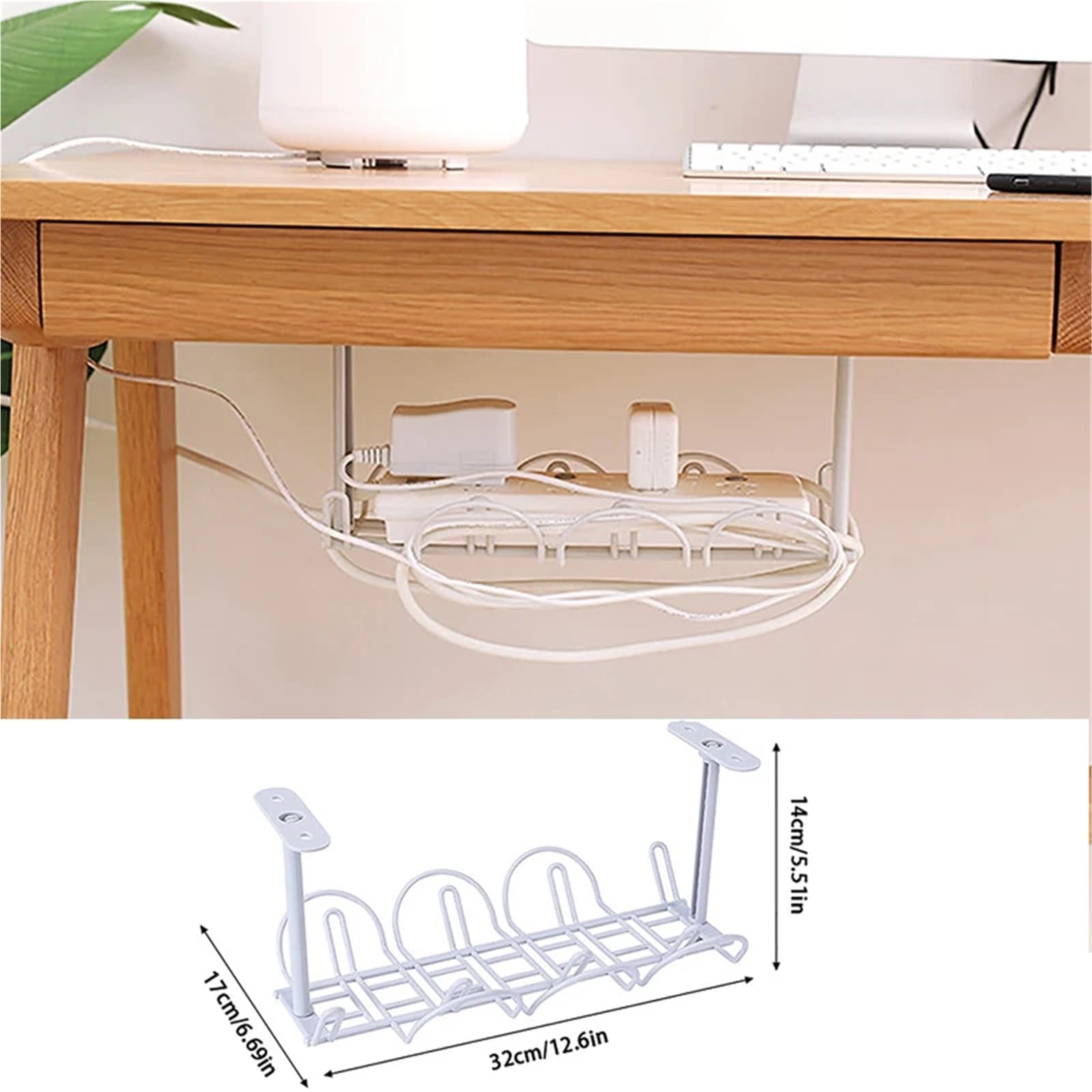 Vassoio Di Gestione Cavi Sotto La Scrivania Sotto la scrivania Vassoio di gestione dei cavi Organizzatore di cavi Presa for filo Supporto for appendere ciabatta Rack Punzonatura Utensili da cucina for