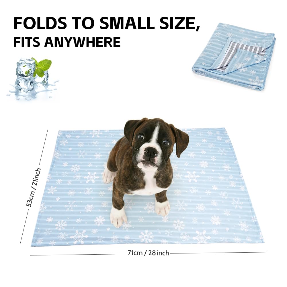 Deamoser Reversible Cooling Pet Blanket for Dogs & Cats, Dual-Sided Ice Silk & Natural Cotton 71x53cm - Image 2
