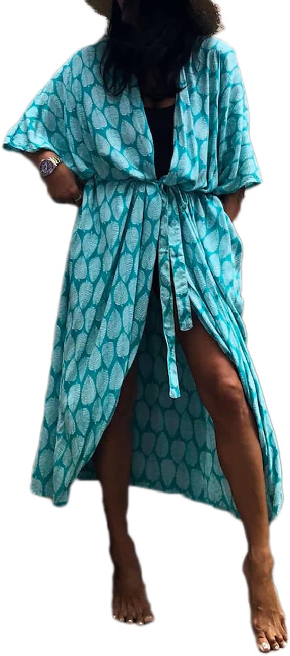 Stylish Tie Dye Open Front Long Kimono Swimsuit Cover up for Women