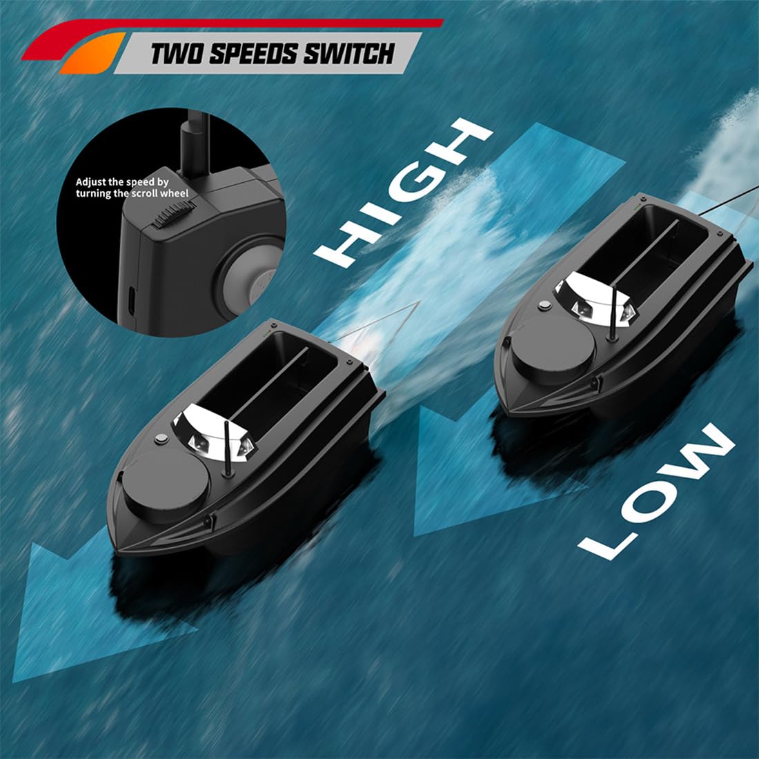 Bateau amorceur radiocommandé pour la pêche à la carpe, V030. Bateau amorceur intelligent avec télécommande de 800 m et capacité de charge de 3 kg, positionnement GPS, régulateur de vitesse automati