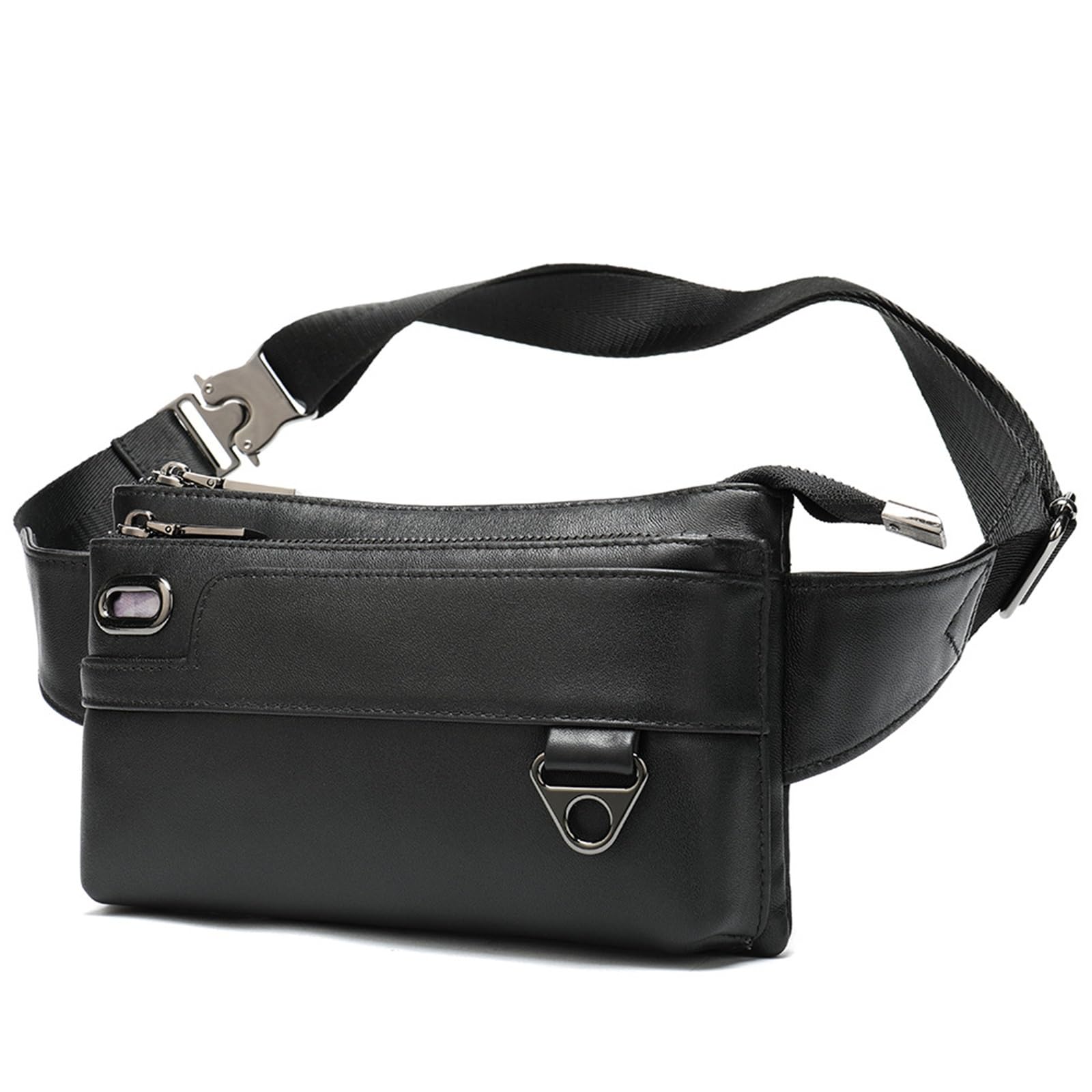 Talia Fanny Pack męska torba na talię pasek skórzany portfel do podróży biegania treningu, Czarny, 21x2x12cm, Jeden styl