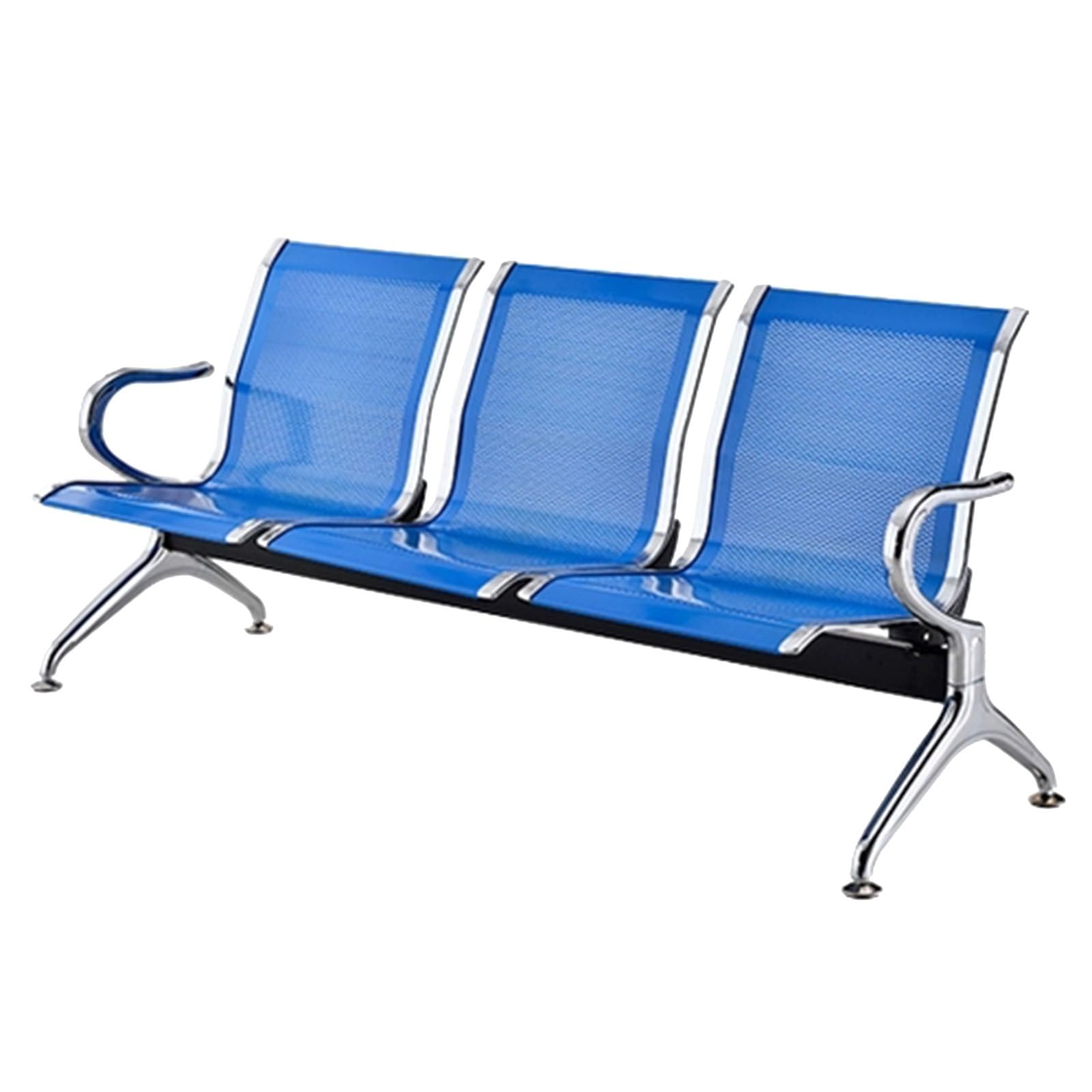 SnamicE Waiting Room Chairs,Black 3-Seat Reception Chairs with Arms - Stylish Waiting Room Bench for Office, Airport, Bank, School & Barbershop - Comfortable,Blue