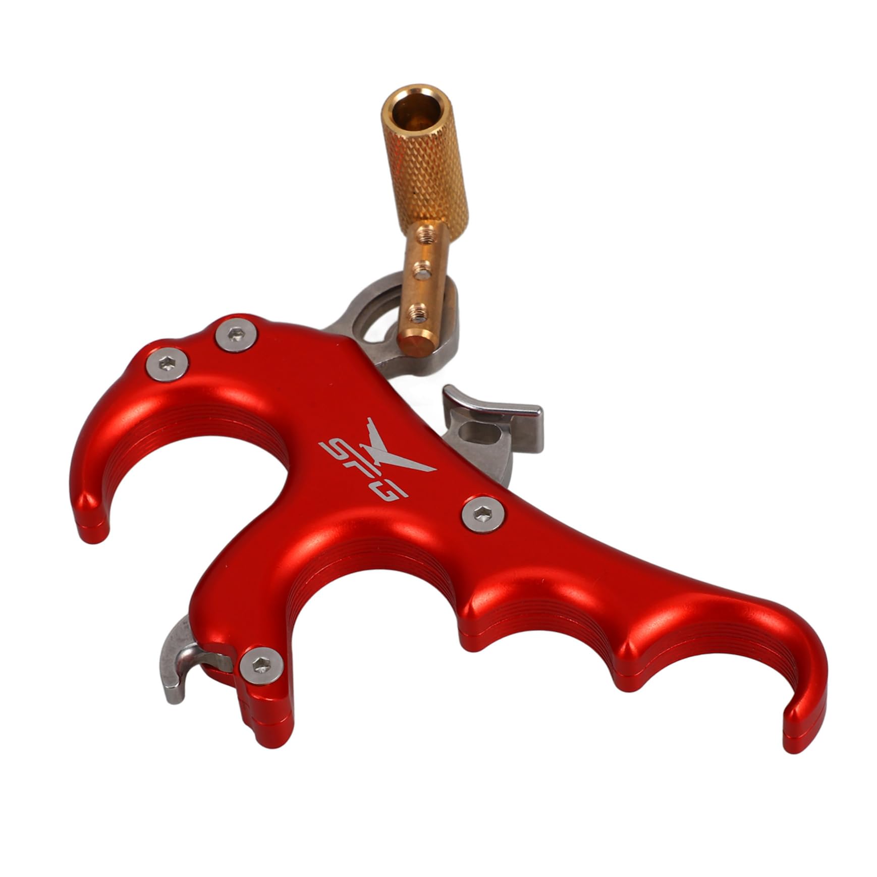 Abaodam Outdoor Metal Four Finger Spreader Grip Tool for Archery Durable Bow Accessory for Target Hunting and Training Practice Red