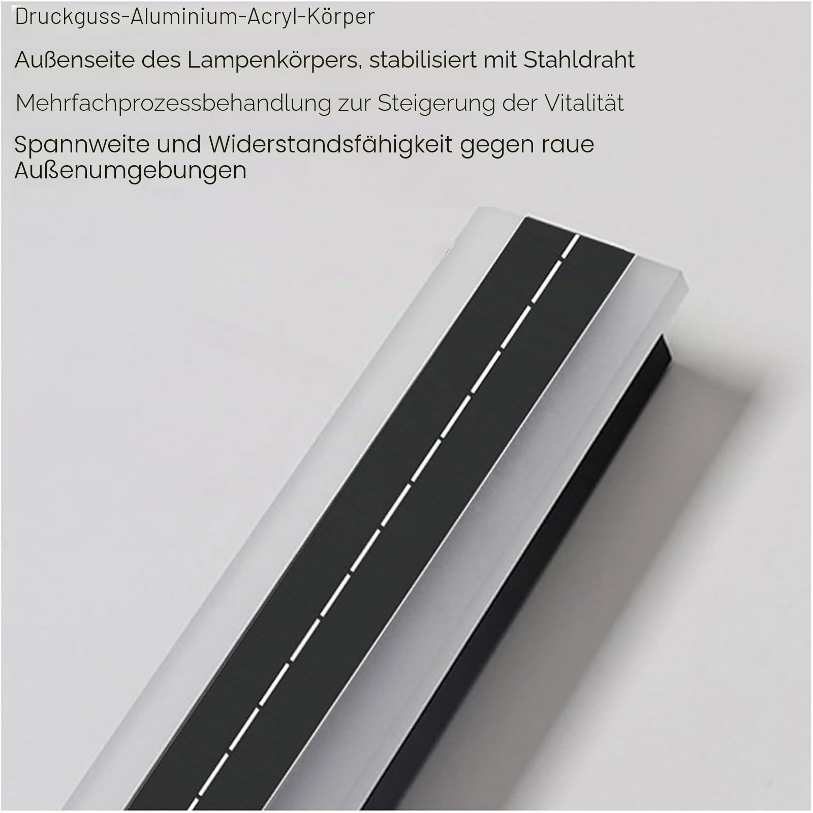 Solar Wandleuchte IP65 Wasserdichte Wandleuchten Außen Garten LED Wandlampe Aussen Schwarz Rechteckig Aluminium Wandlampen 68W Modern Wandbeleuchtung für Hof Garage (Neutrales Licht 4000K,120CM)