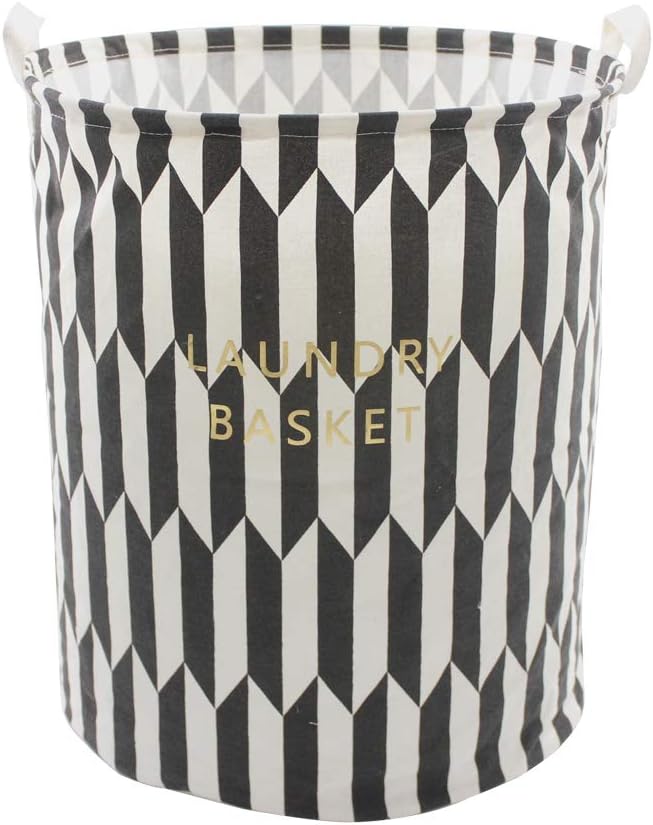 Homele 19.7" Large Collapsible Laundry Hamper with Handles, Waterproof Dirty Clothes Laundry Basket, Round Nursery Hamper Foldable Bin Storage Basket Organizer Kids Baby Toy Collection (Black)