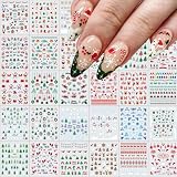 30 Sheets Christmas Nail Stickers 3D Self Adhesive Red Santa Claus Nail Decal for Nail Art Green...