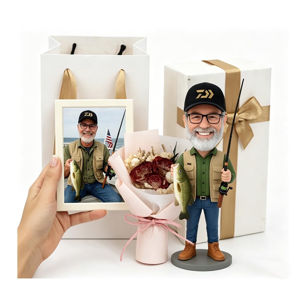 Custom Bobblehead,Personalized Fisherman Bobblehead,Handmade Bobbleheads Figurine,Action Figure Based on Your Photo,Bobble Head Gift for Boyfriend Husband Boss Office Coworker (for Boss) — image 1
