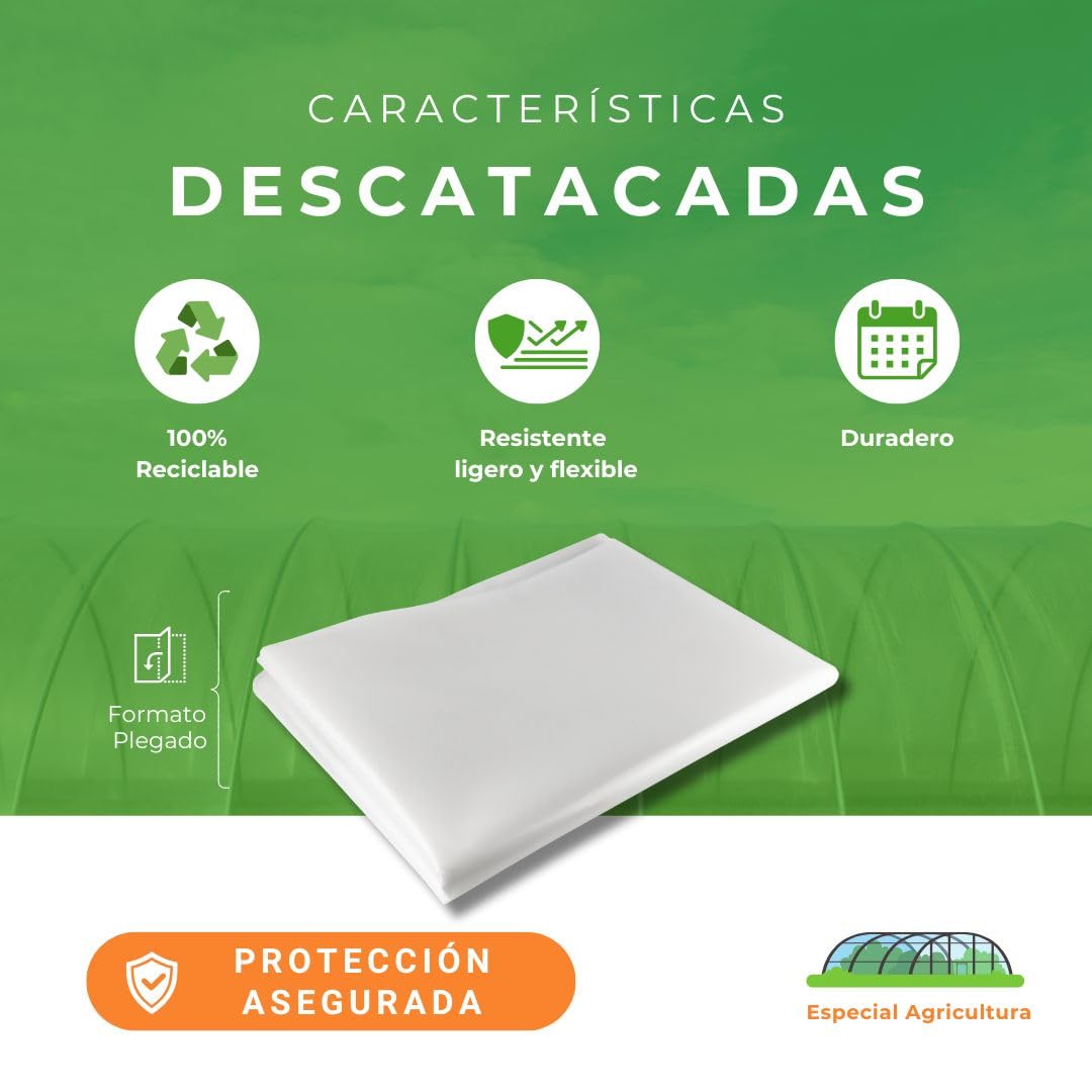 Plastique pour serre tunnel 600 galges 150 microns. Plastique spécial pour mini ou micro tunnel agriculture et protection plantes serre, potager, jardin extérieur (3,3 x 60)