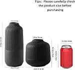 Vase en céramique noire 2 Vases décoratifs, modernes à côtes pour l'herbe de Pampas, Vases de fleurs Décor maison en style nordique, Boho Vase noir en mat pour pièces centrales Table Étagère