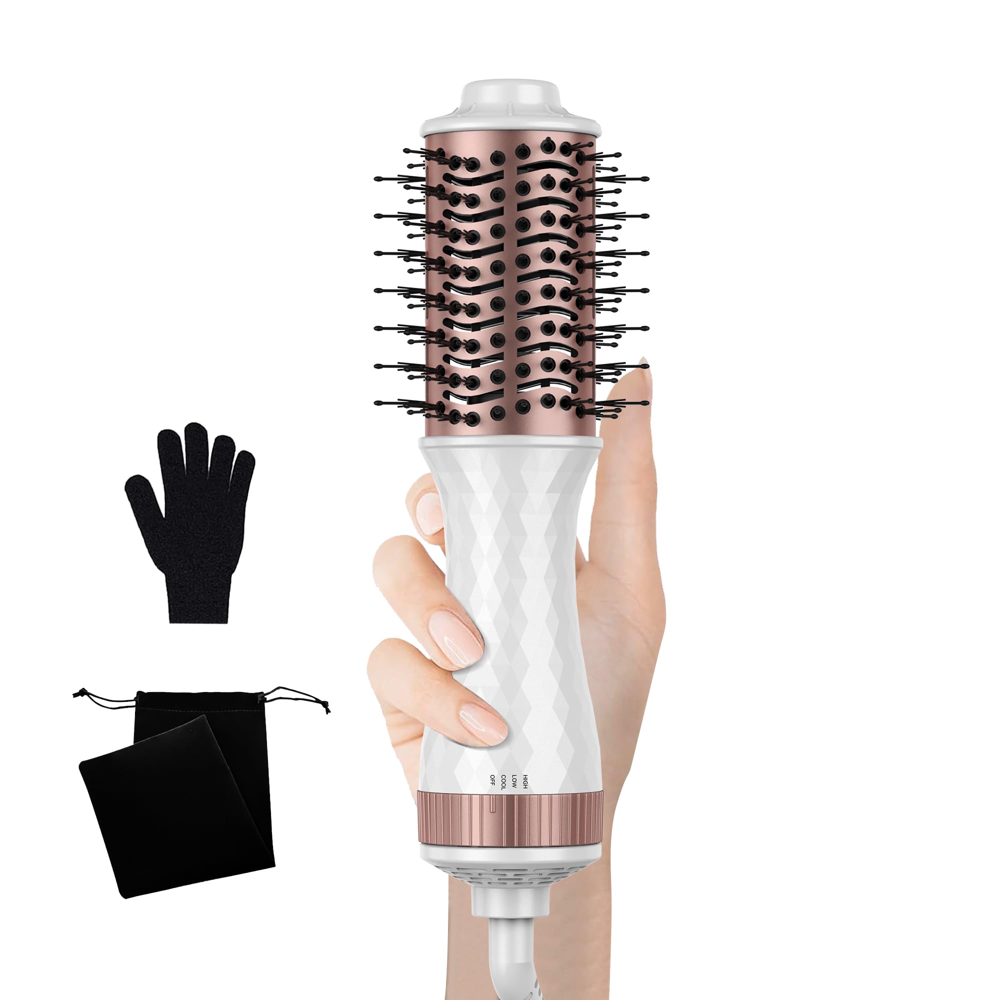 OKWRAP MINI Warmluftbürste Fönbürste, Rundbürstenföhn MINI, Haarbürste elektrisch, Travel 4-in-1 Haarföhn Bürste und Styler Volumizer, Heissluftbürste, Haarglätter Bürste