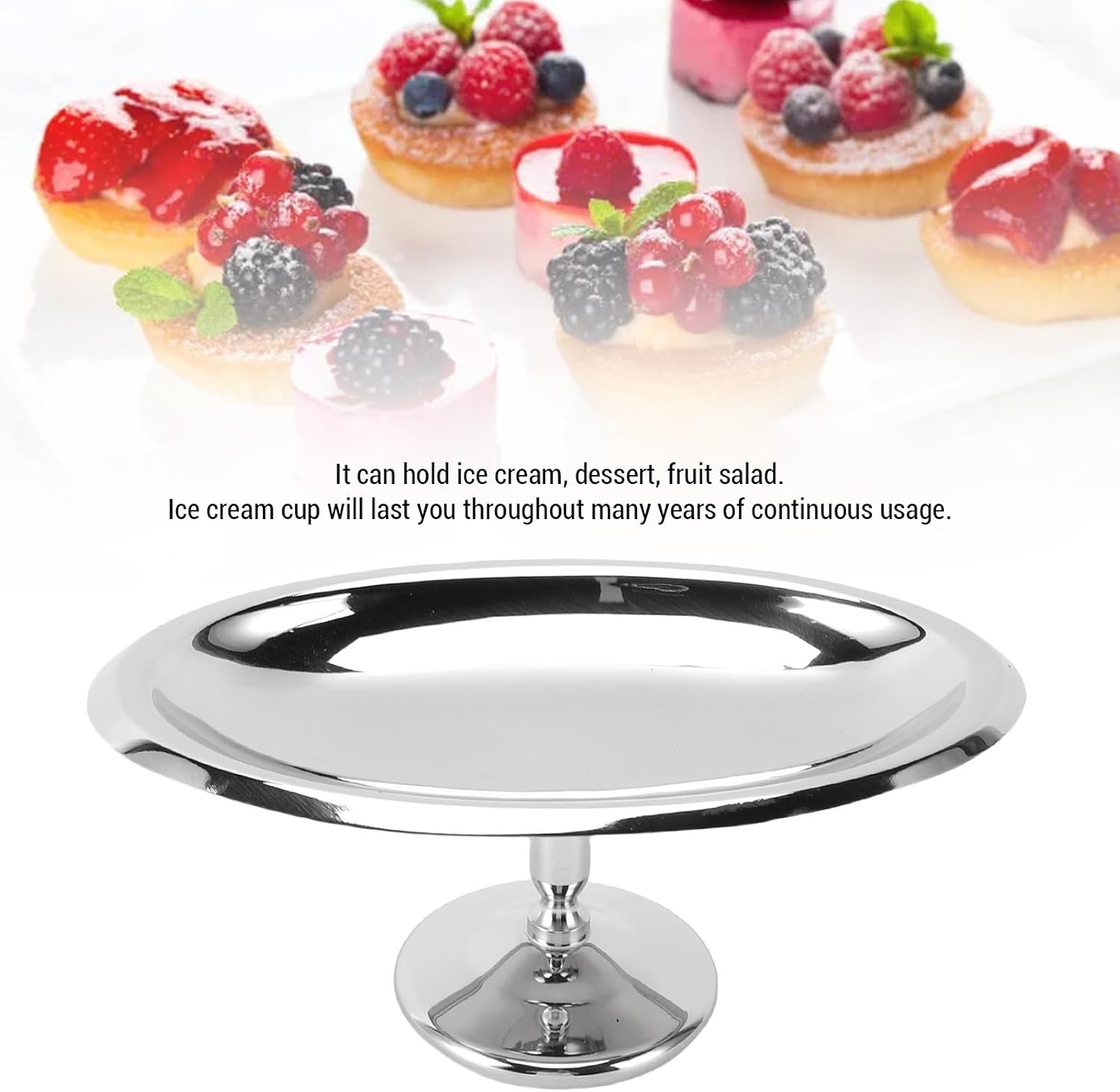 Pwshymi Dessert Cup, Stainless Steel Oval Footed Dessert Cup with Solid Base Easy to Clean, Dessert Cup, for Ice Cream Fruit Pudding Snack Dessert