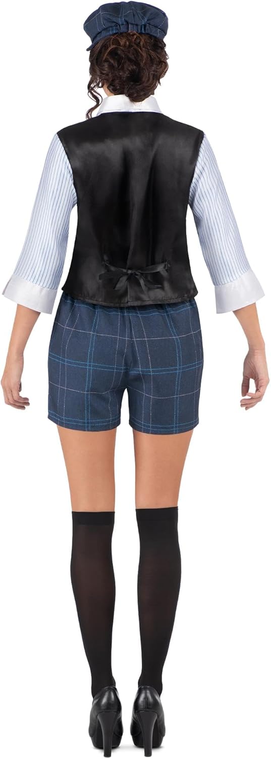 Irish Gangster Costume Cap, Shirt with Vest and Chain, Tie with Barrette, Trousers and Tights Size S (1)
