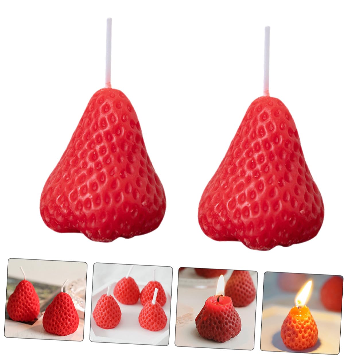 DECHOUS Set 9 Candele Profumate Sagomate Fragola, Candele Decorative per Matrimonio e Compleanno, Decorazioni per Festa e Casa, Profumazione Delicata e Atmosfera Rilassante