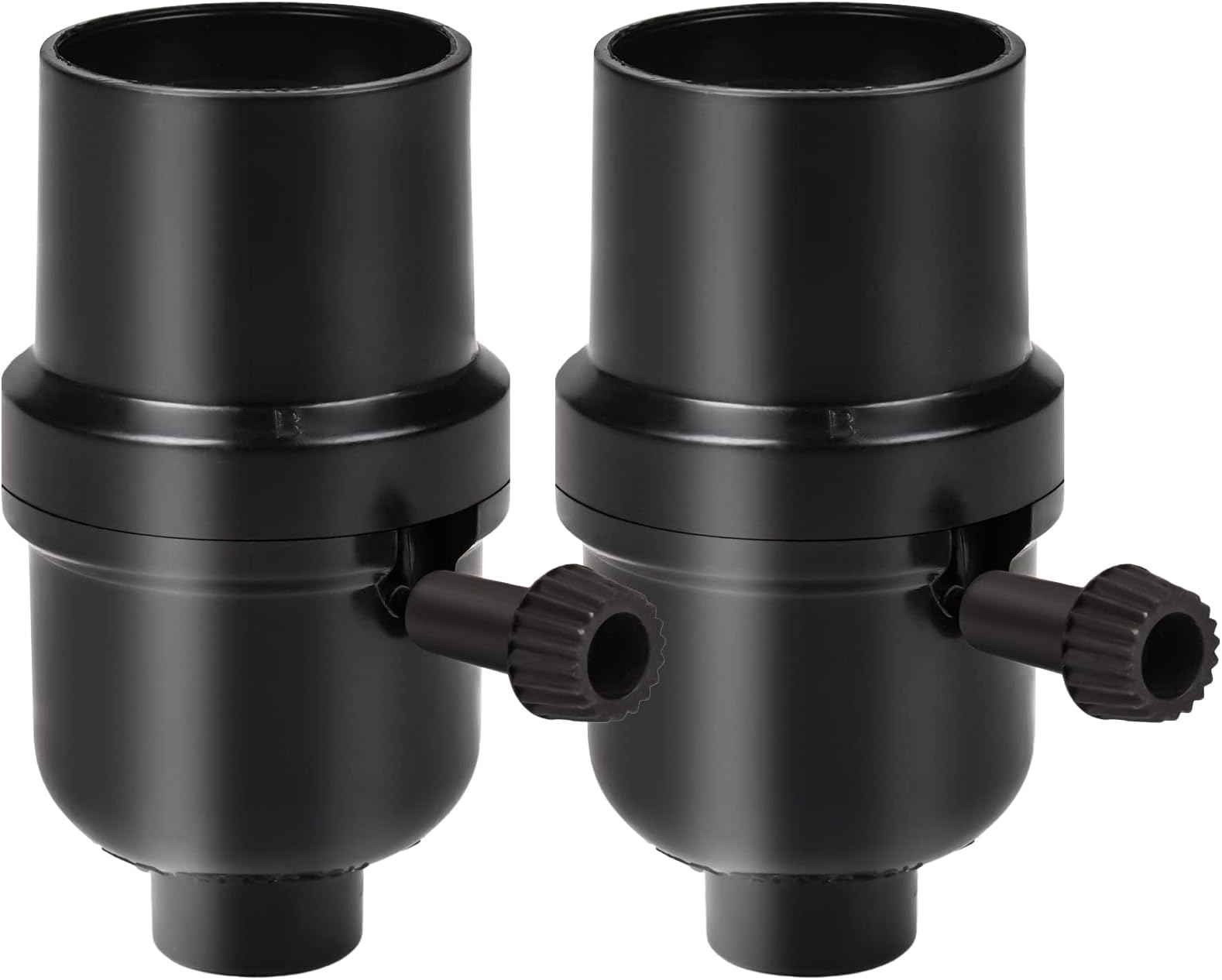 Venforze 3-Way Lamp Socket Replacement,E26 Base UL Listed, Turn Knob for Low-Medium-High Light Settings, Lamp Parts for Table Lamp Repair(2 Packs Black)