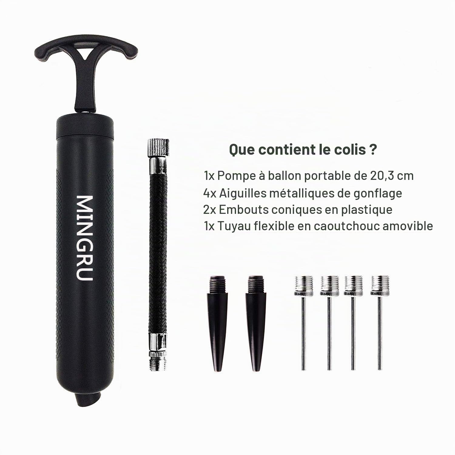 Pompe à Ballon pour Basket-Ball, Football, Volley-Ball, Rugby, de l'eau Polo Boule et Autres Produits gonflables Pompe à air, Aiguilles et Buses Inclus