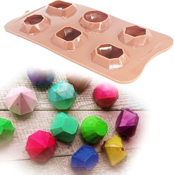 X-Haibei 3D Gem Cool Ice Cube Chocolate Soap Plaster Crayon Mold Silicone Party Maker Dia. 1inch, 1oz per cell