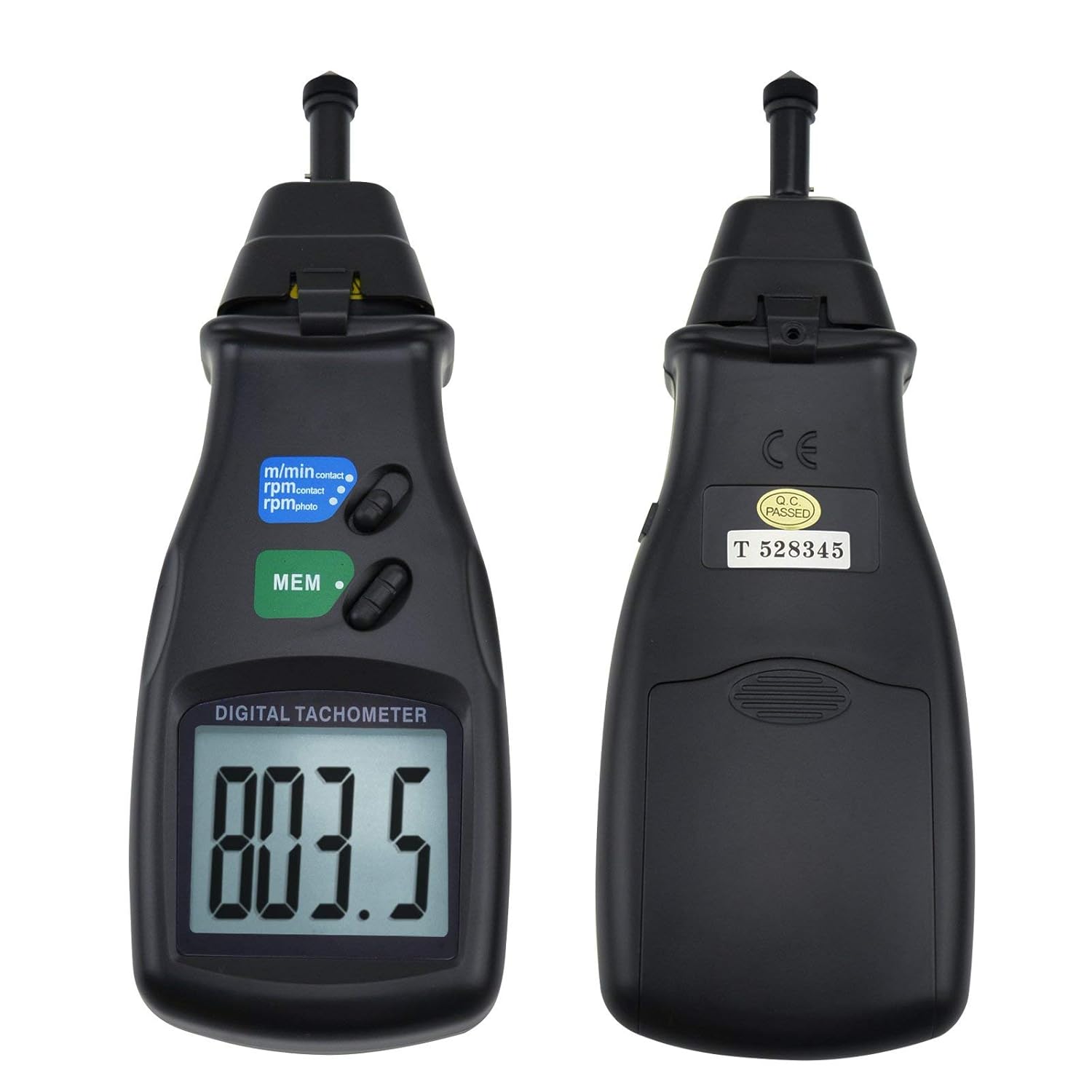 2in1 Digital Handheld Laser Photo Tachometer Speed Tester Non-Contact & Contact RPM Gauge Range 2.5~99,999 RPM with 3pcs Reflective Tape