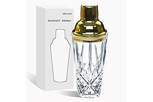 Cocktail Shaker, 14.5 Oz Glass Drink Shakers Cocktail for Bars, Whiskey, Cocktails, Gold