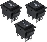 Întrerupător basculant APIELE KCD2-223-JT cu 3 poziții, 6 pini, DPDT, 10A 250V, cu revenire automată 1