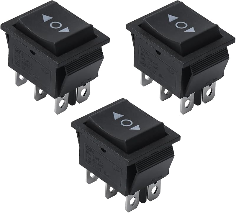 Întrerupător basculant APIELE KCD2-223-JT cu 3 poziții, 6 pini, DPDT, 10A 250V, cu revenire automată