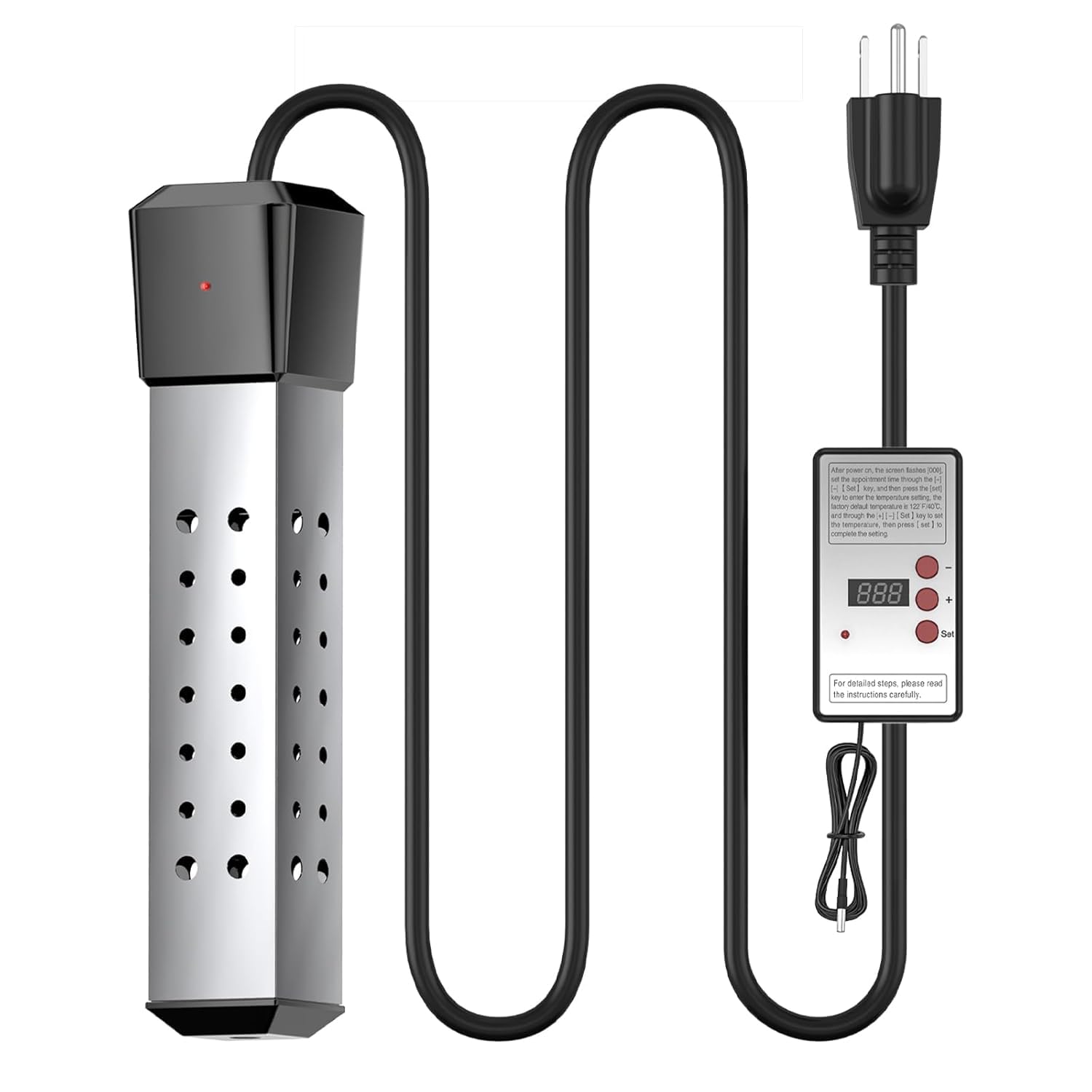 投げ込みヒーター 【2025新型】 スイッチ付き浴槽用給湯器 2000W電気給湯器 温度調整機能付 タイミング機能 自動電源オフ 空焚き防止 ポータブルバケットヒーター 家庭 アウトドア 学校に適しています (ワイヤーたわしと日本語マニュアル付き) (定温自動オフ機能付きタイプ)