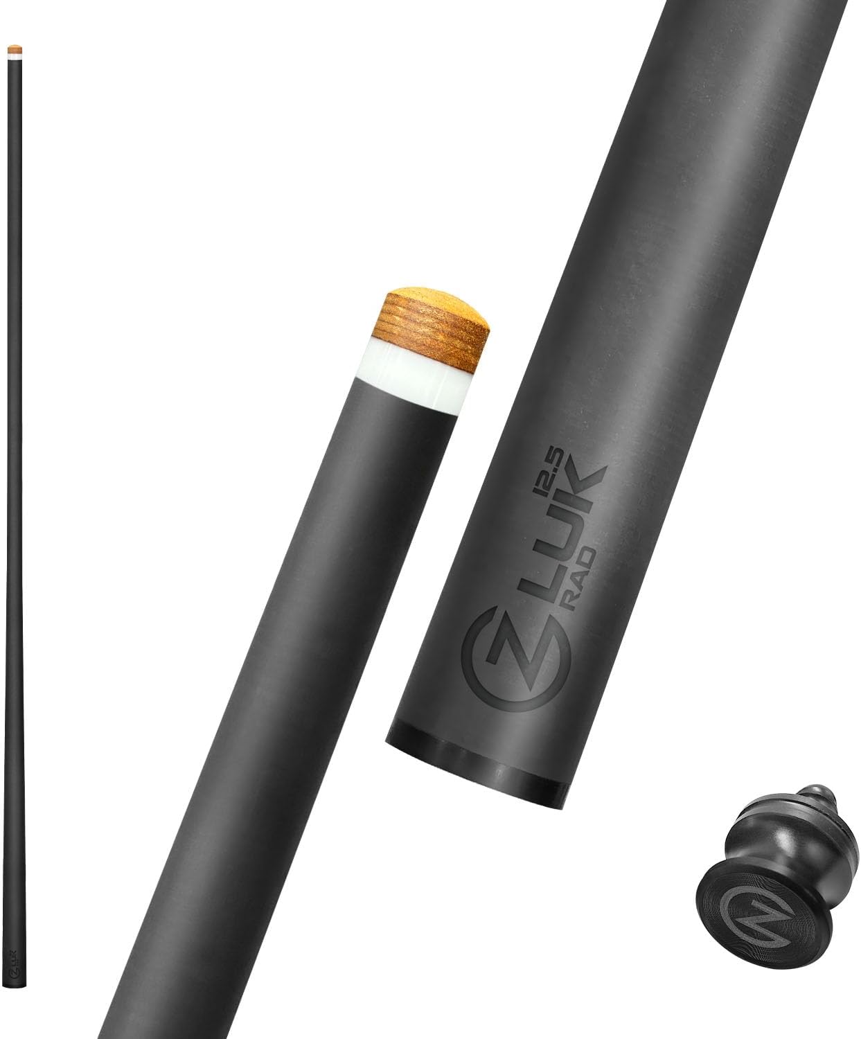 Z LUK Pool Carbon Fiber Pool Cue Single Shaft - Uni, Rad 3/8-8, 3/8-10, 5/16-18 Joint with 12.5mm Tip, Easy to Control Low Deflection Billiard Cue Sticks Shaft 29"
