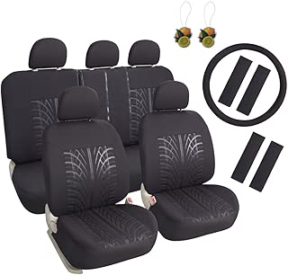 Leader Accessories 17pcs Black Auto Car Seat Cover Full Set - Airbag Compatible - Front Low Back Buckets Seat Protector - 50/50 or 60/40 Rear Split Bench - coolthings.us