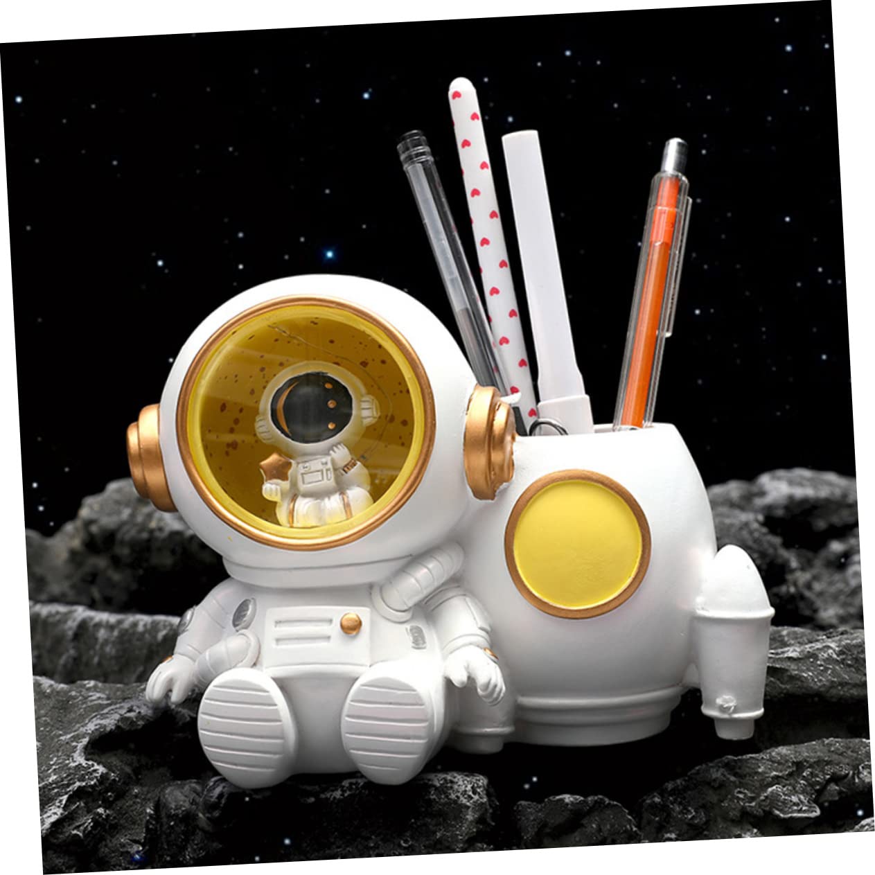 Lustiger Stifthalter Astronaut mit Licht für Schreibtisch Schulanfang Party