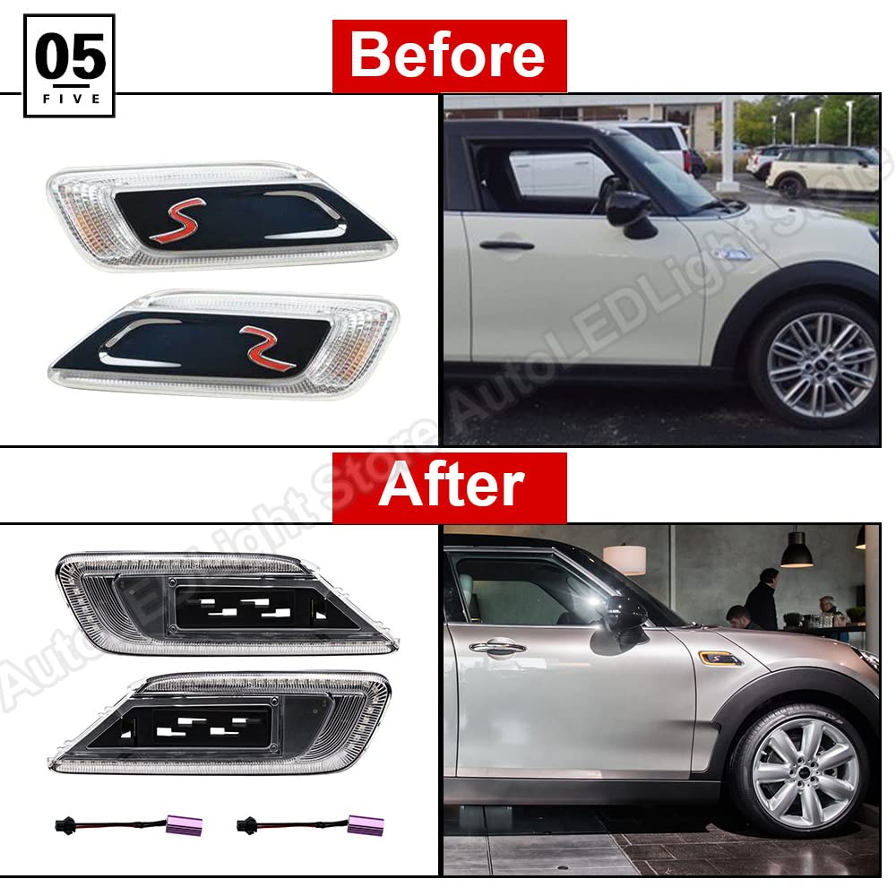 Kierunkowskazy boczne LED Repeater Marker Light dla 2016-2021 dla Mini Clubman F54 One Cooper S D Sd All4 Steptronic do Jcw Amber Dynamic Led Turn Signal Lamp 2 szt. Soczewka dymna