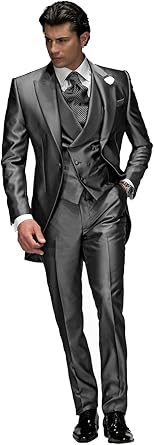 Silver Grey Mens Tuxedo Suits for Wedding 3 Pieces