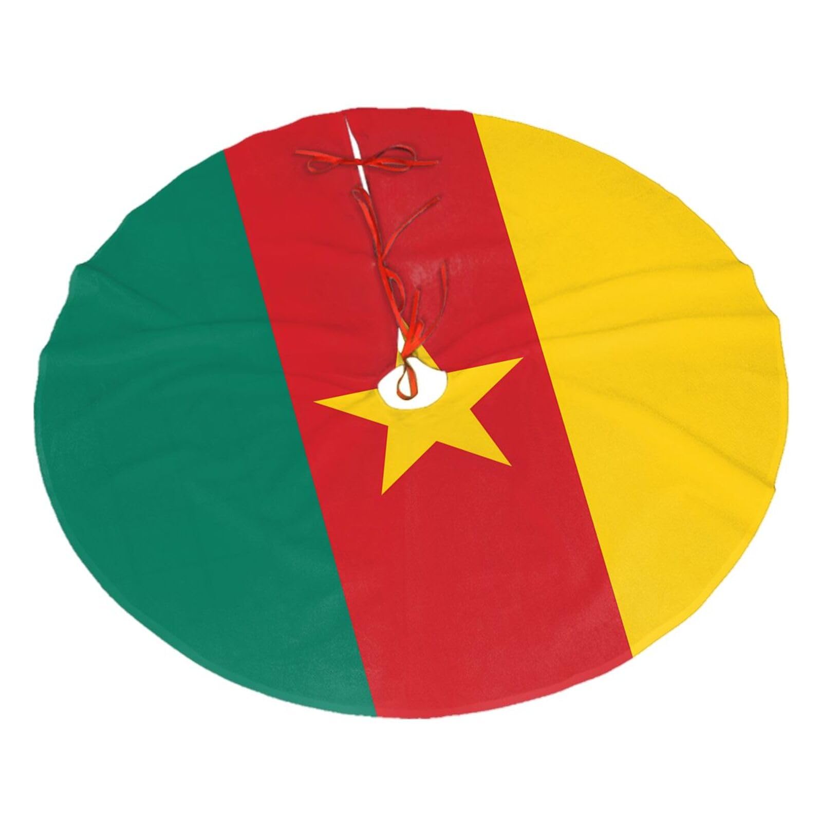 Flag of Cameroon Printed Christmas Tree Skirt Christmas Plush Tree Skirt 48 inches (About 112.2 cm) Christmas