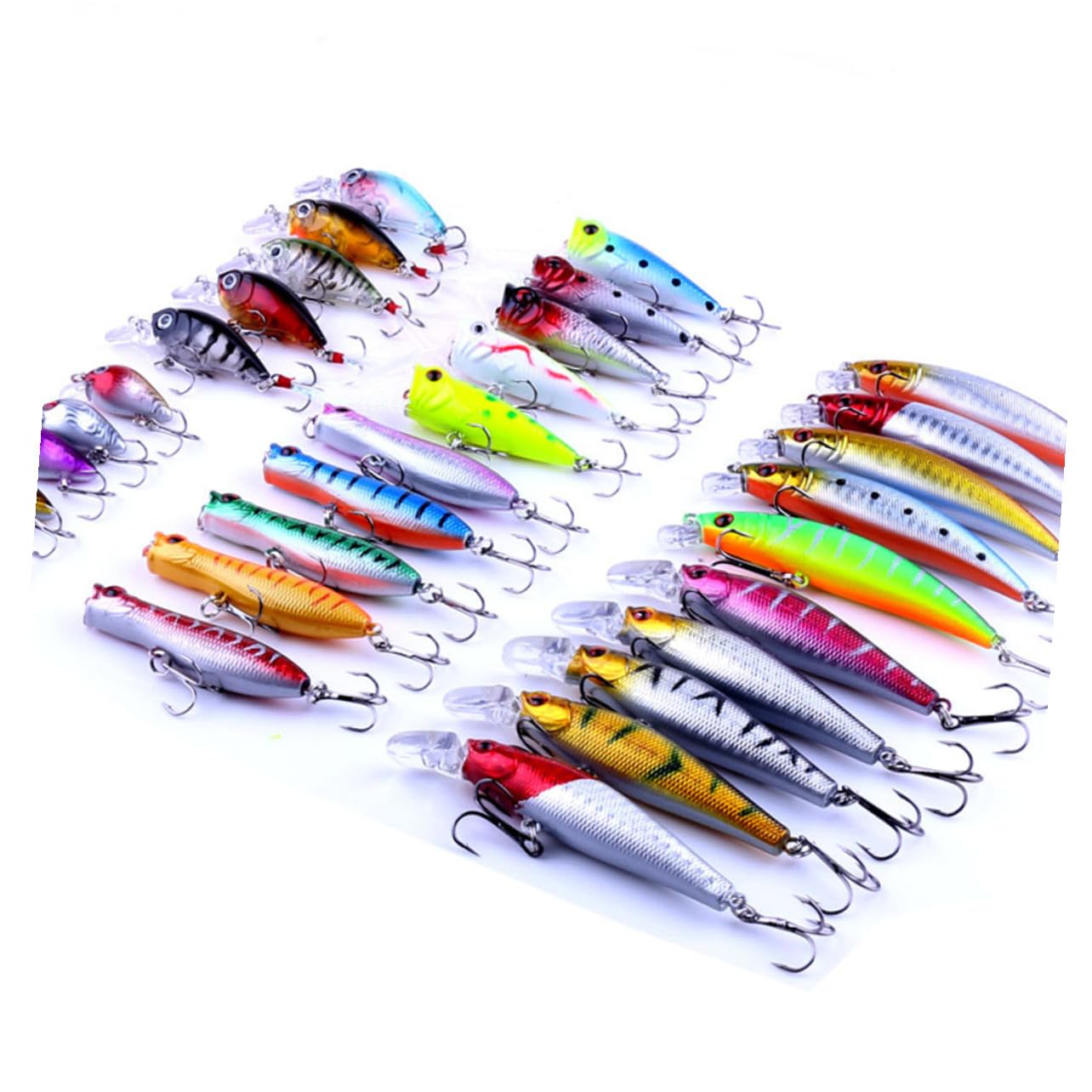 ibasenice Set de 30 Leurres de Pêche en Métal de Poisson, 6 Spécifications, Appâts Synthétiques Attractifs Pêche Sportive Eau Douce