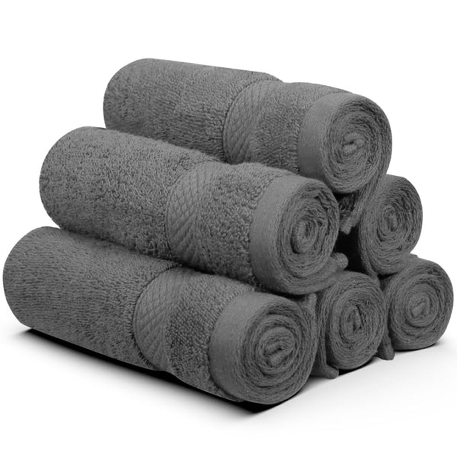 Set Of 12 Towels - Cotton Washcloths 30x30 cm White 100% Cotton, Premium Quality Flannel Face Cloths, Highly Absorbent and Soft Feel Fingertip Towel Set (Charcoal, 30x30 Cm)