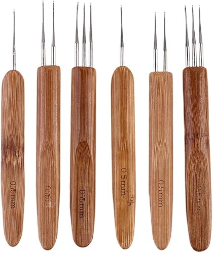 Miniatura 10 de Milisten Herramientas para trenzar el cabello, 2 piezas de gancho de ganchillo, rastas de ganchillo, agujas de tejer, herramientas de tejer de