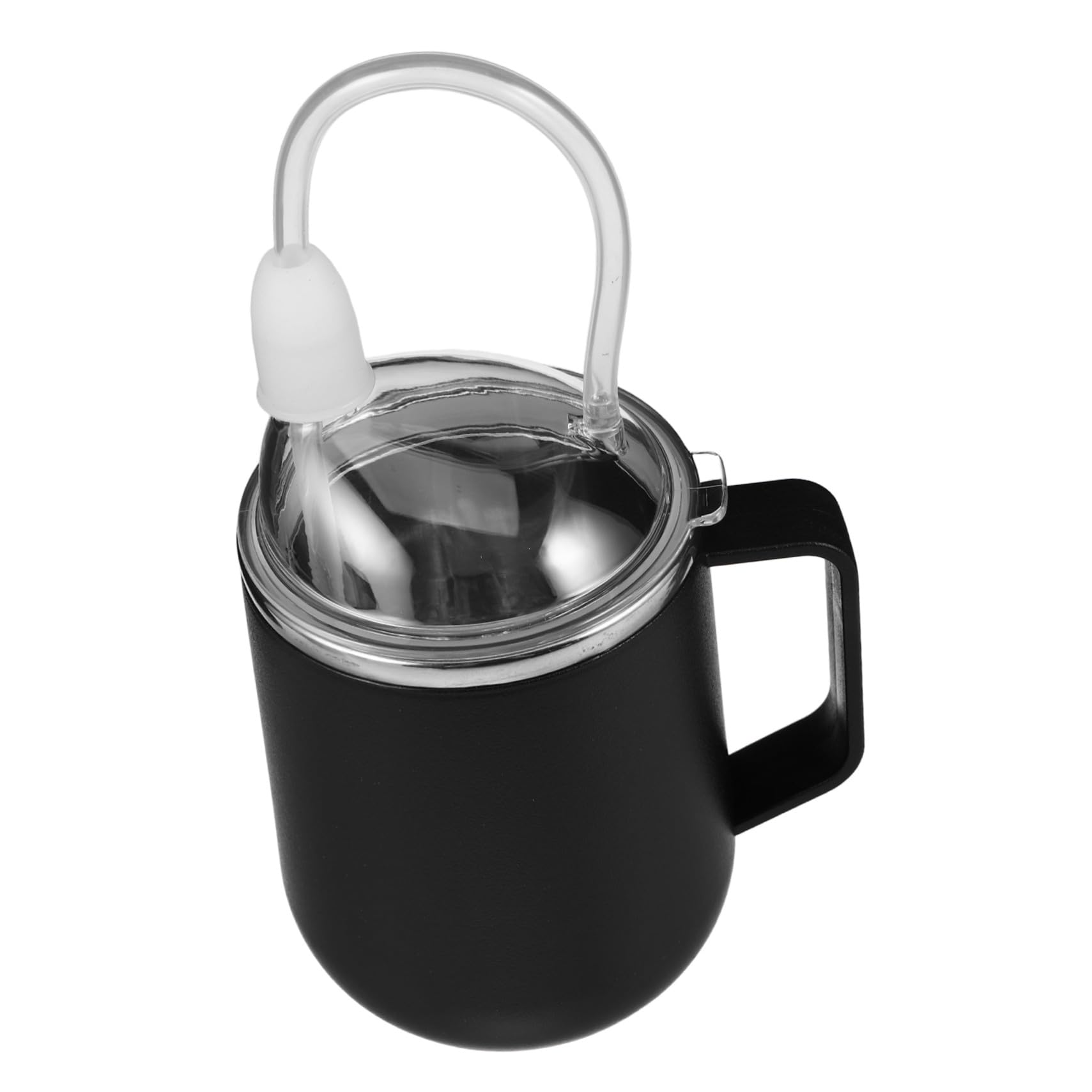 Veemoon Pflege Strohhalmbecher 450ml aus Edelstahl in Schwarz