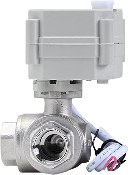 1/2 DN15 3 Way L Port Stainless Steel 304 NPT Reverse Polarity On/Off With Electrical Position Feedback Wires Motorized Ball Valve